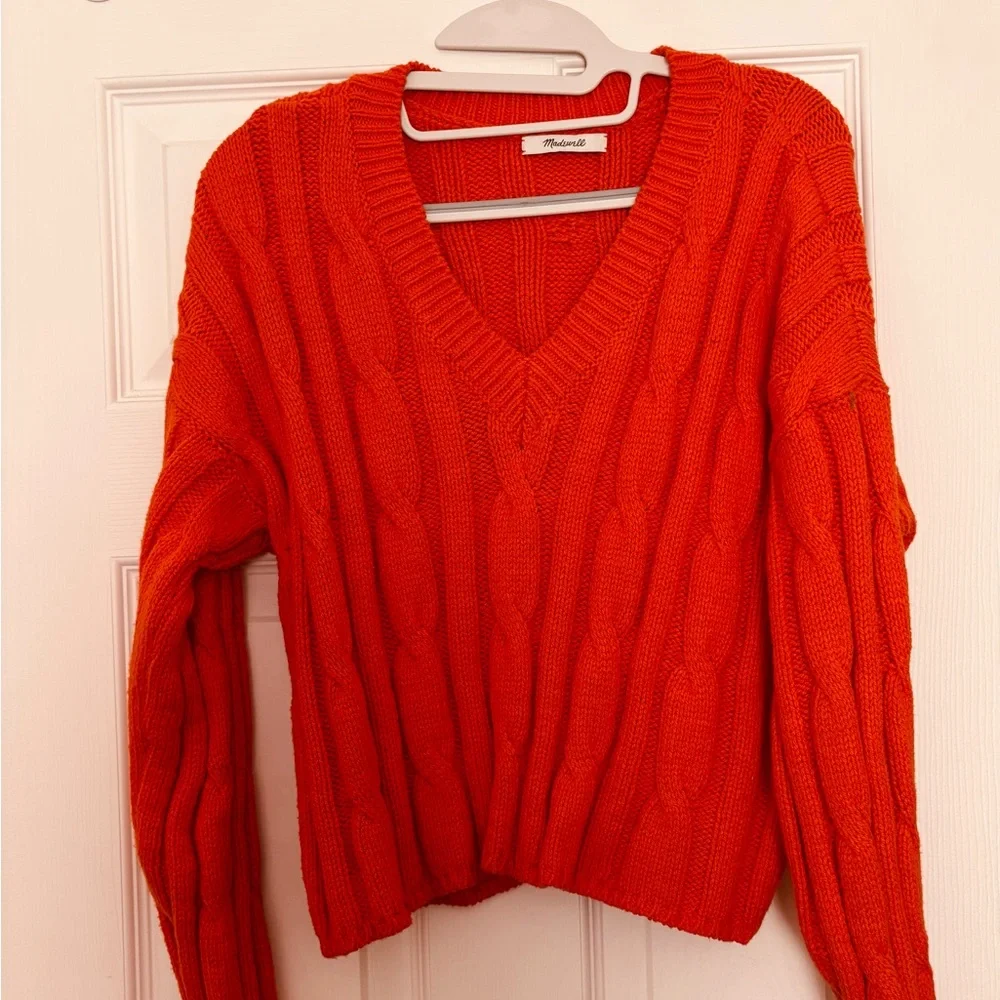 Madewell Women's V-Neck Orange Sweater